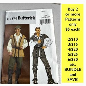 Butterick B4574 Men's Renaissance Costume Pattern - cut